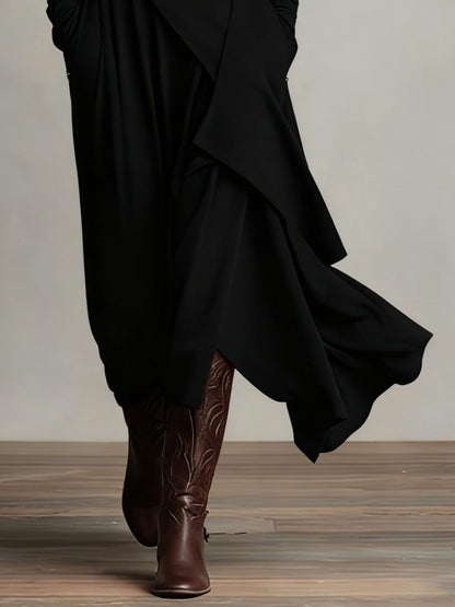 RENATA – VESTIDO MAXI ASIMÉTRICO ELEGANTE CON COLLAR ALTO