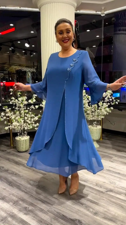 SAMARA – VESTIDO SUELTO DE CHIFÓN EN COLOR SÓLIDO PARA MUJERES
