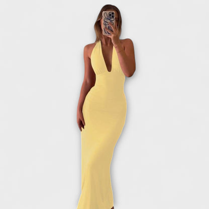 Vestido de Noche Halter sin Espalda Refinado