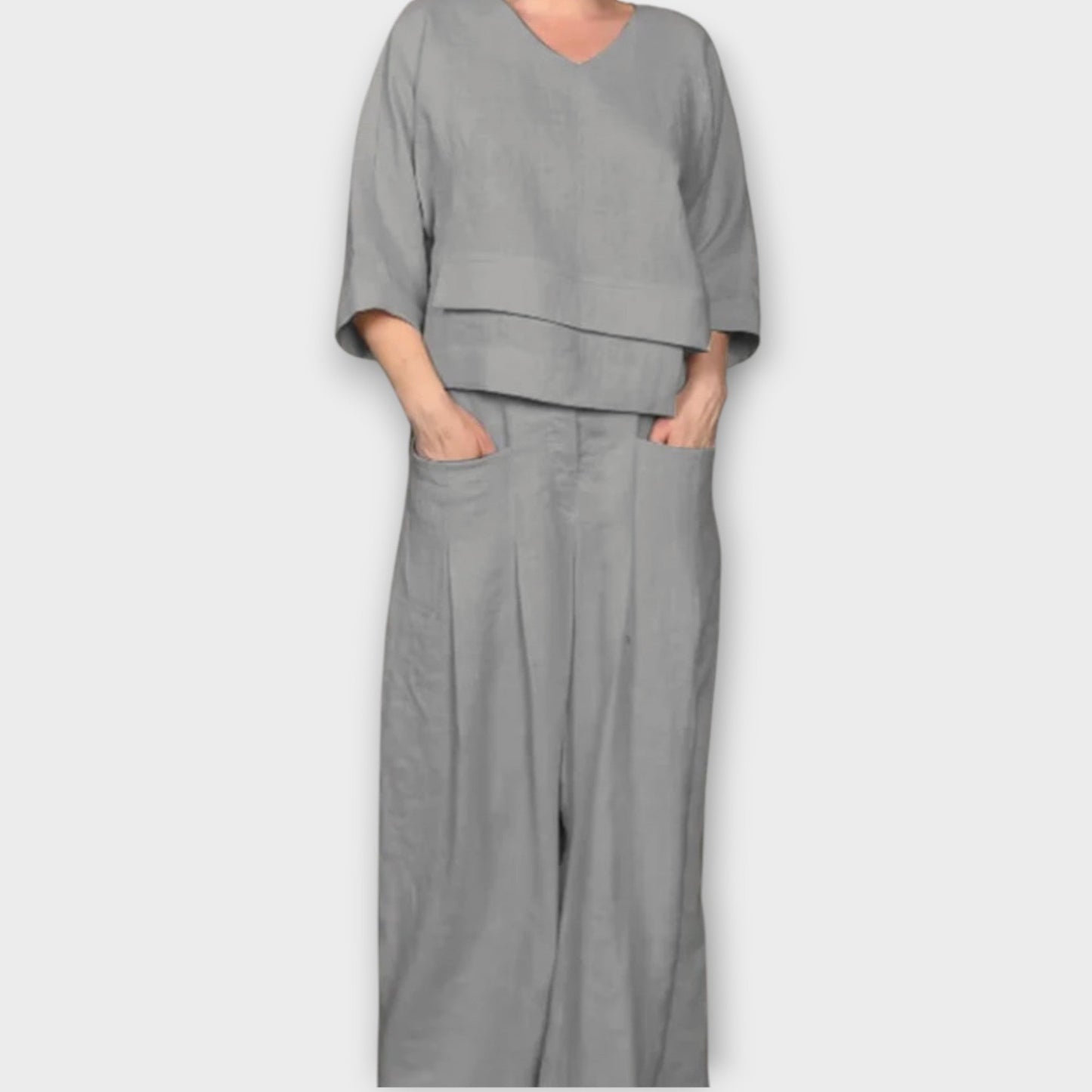 Conjunto de Lounge de Dos Piezas con Pierna Ancha y Ajuste Relajado
