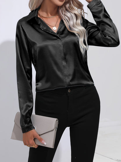 Luna - Blusa de satén con botones