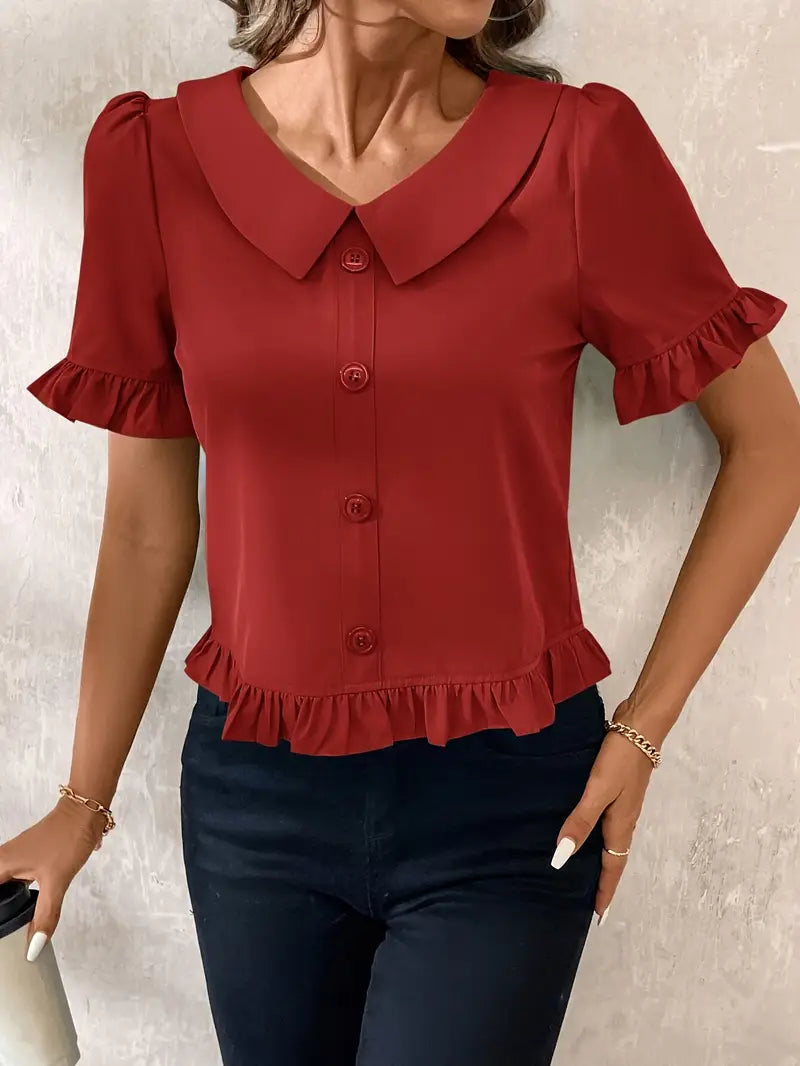 Foteini - Elegante Blusa de Manga Corta