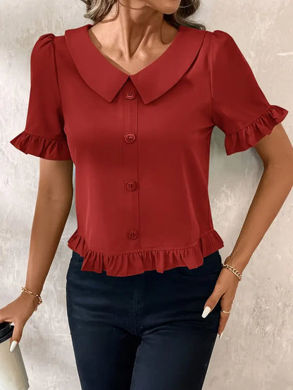Foteini - Elegante Blusa de Manga Corta