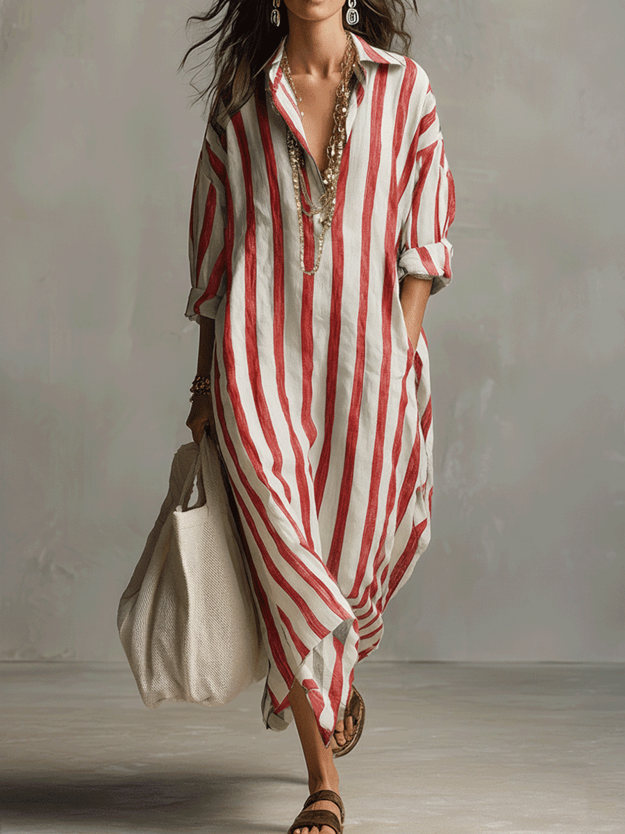 Arden | Vestido Maxi Bohemio a Rayas