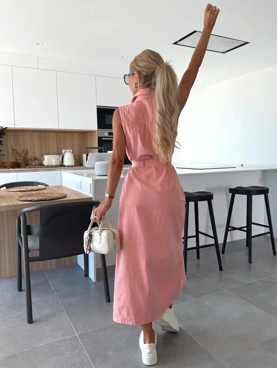 Vestido Maxi de Denim - Corte Fluido y Atemporal