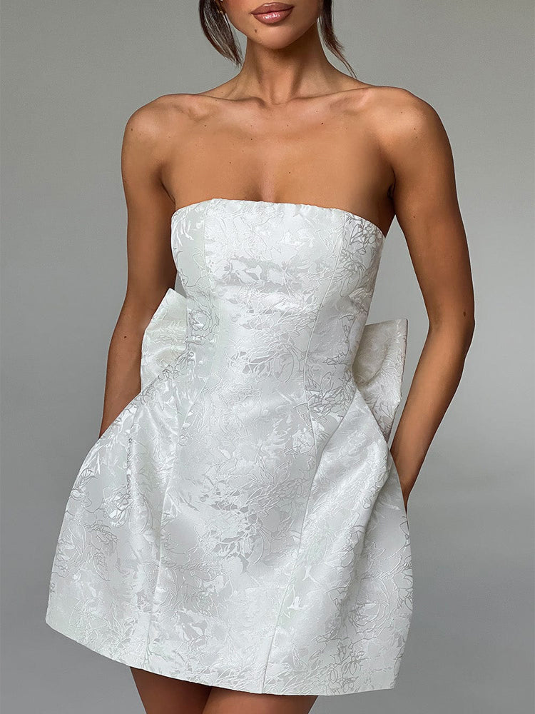 Vestido Mini Jacquard con Nudo Amelia