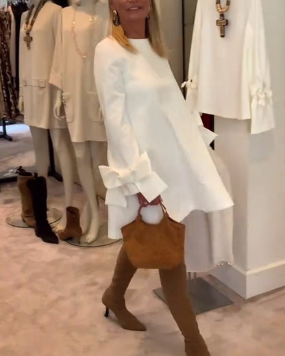 NIA – VESTIDO MINI CON MANGAS DE LAZO ELEGANTE