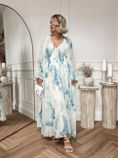 MONROE – VESTIDO MAXI DE CHIFFON FLORES DEL OCÉANO
