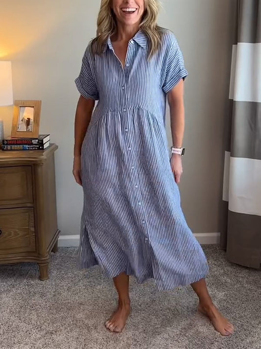 CLAIRE – VESTIDO CAMISERO A RAYAS SIN ESFUERZO