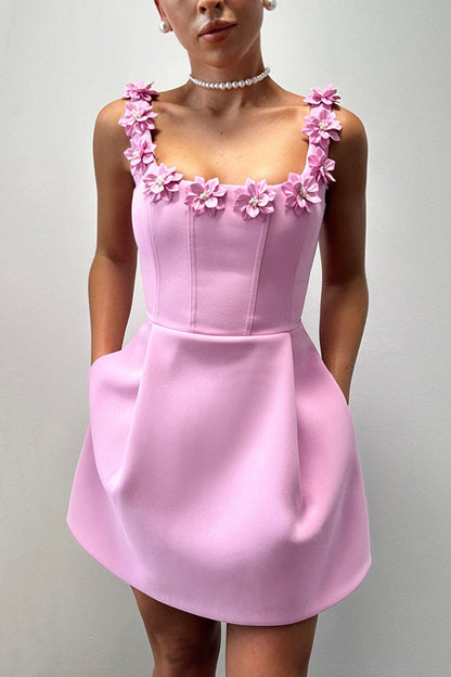 Cindy | Vestido Mini Femenino con Aplicaciones Florales