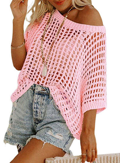 Danae - Top de punto de ganchillo casual con huecos