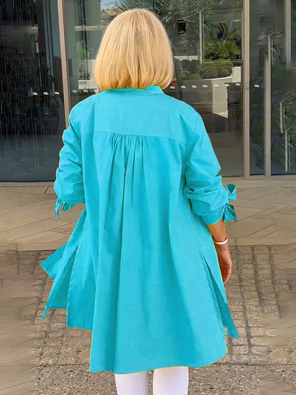 Elliora - Chaqueta de Camisa de Algodón con Espalda Fruncida