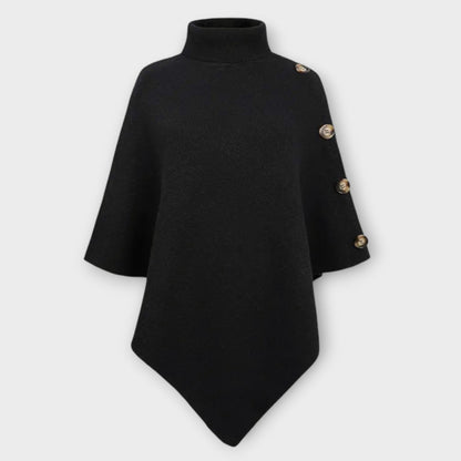 Poncho de Punto Suave con Detalles de Botones