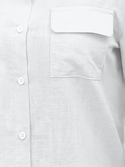 Athena - Camisa de Algodón con Bolsillos Frontales