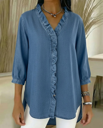 Elvari – Blusa elegante con detalles de volantes