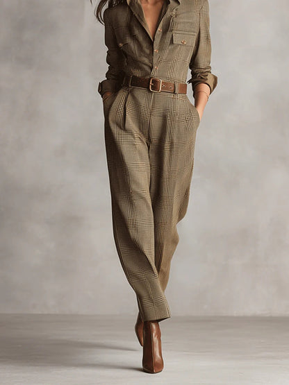 Alessia - Mono Utilitario de Tweed Marrón con Patrón Refinado