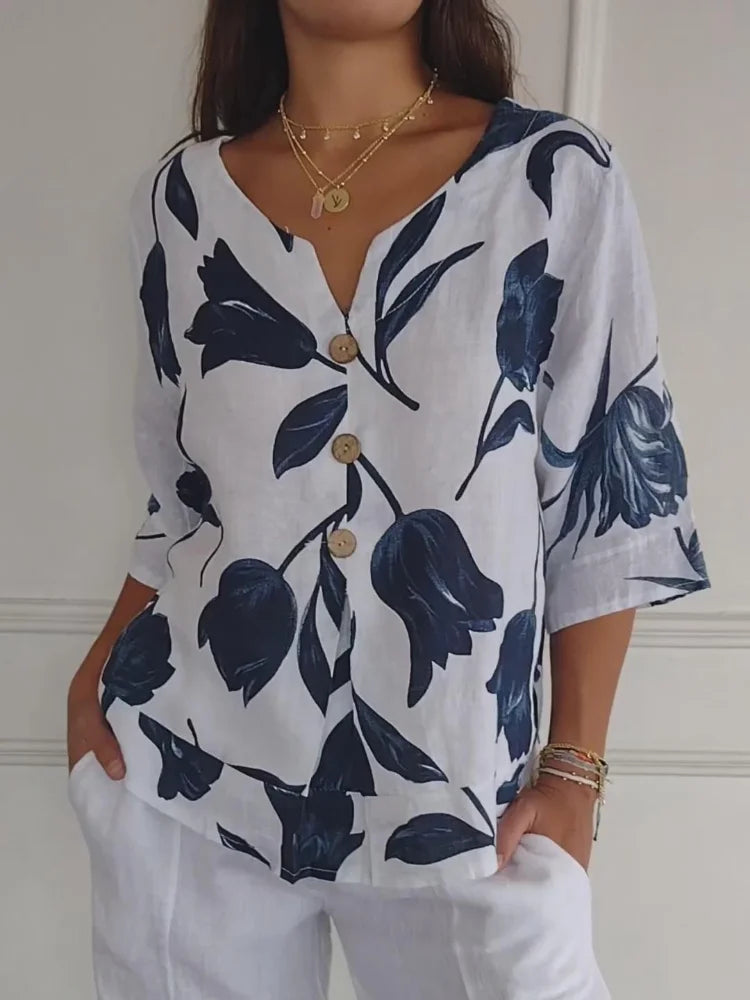 Sanne™ | Blusa de Botones Floral