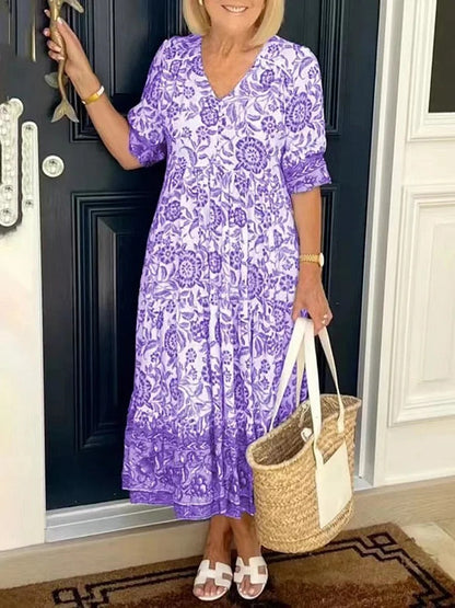 Lilara - Vestido Floral Boho con Escote en V Profundo