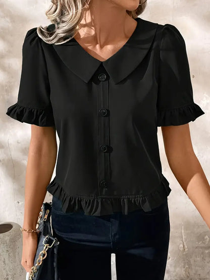 Foteini - Blusa Elegante de Manga Corta