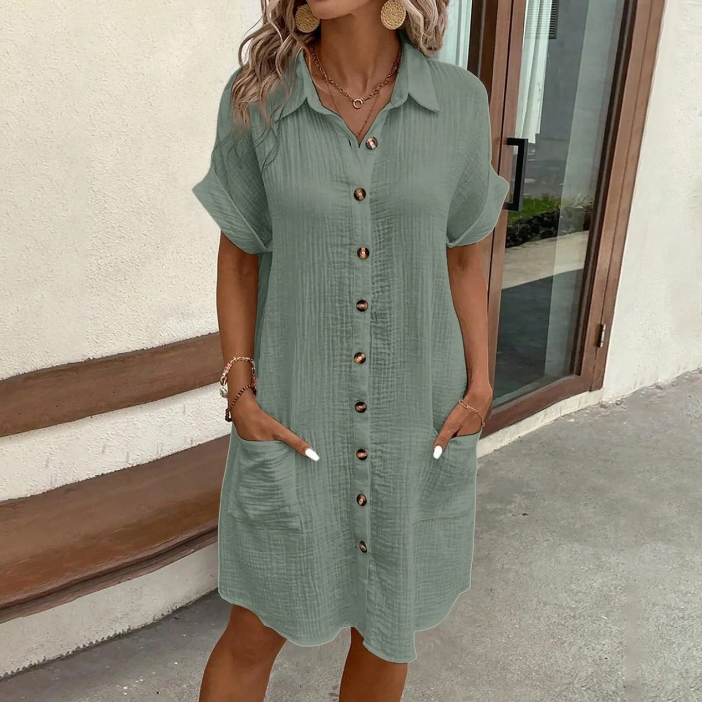 Riley™ - Vestido de Verano Botonado y Cómodo