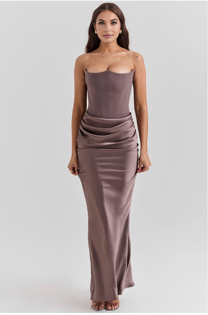 Paloma - Vestido Maxi Elegante de Satén Sin Mangas