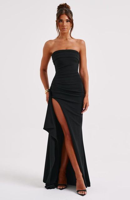 FALLON – VESTIDO MAXI ELEGANTE SIN TIRANTES