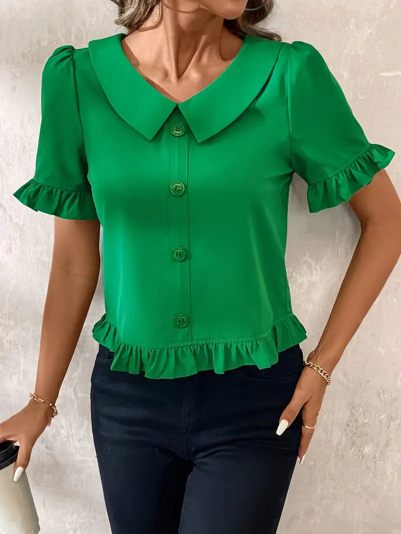 Foteini - Blusa Elegante de Manga Corta