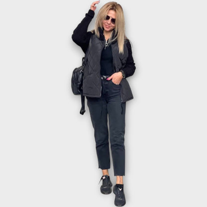 Chaqueta con Detalles de Tricot y Ajuste Moderno