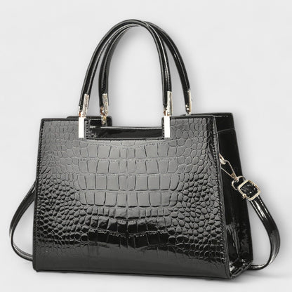 Bolso de Mano con Patrón de Cocodrilo Brillante