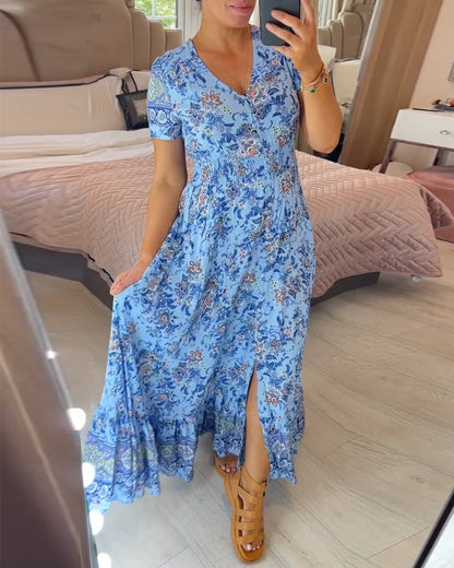 Ophelia | Vestido de Impresión Floral con Escote en V