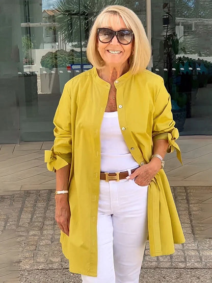 Elliora - Chaqueta de Camisa de Algodón con Espalda Fruncida