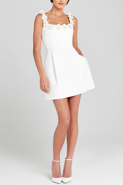 Cindy | Vestido Mini Femenino con Aplicaciones Florales