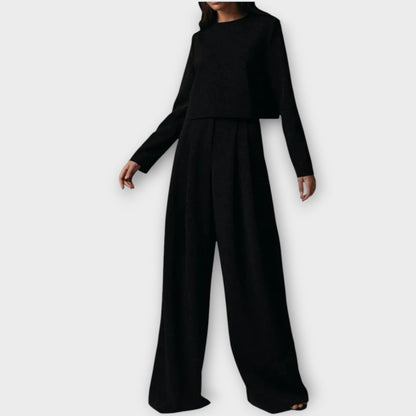 Conjunto Elegante de Dos Piezas con Pantalones Amplios