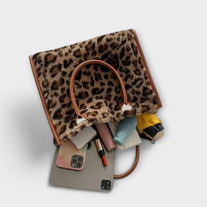 Bolso de Felpa con Estampado de Leopardo Chic