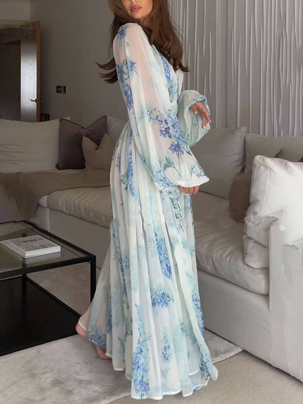 MONROE – VESTIDO MAXI DE CHIFFON FLORES DEL OCÉANO
