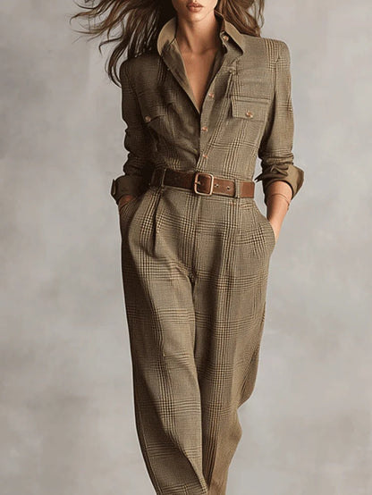 Alessia - Mono Utilitario de Tweed Marrón con Patrón Refinado