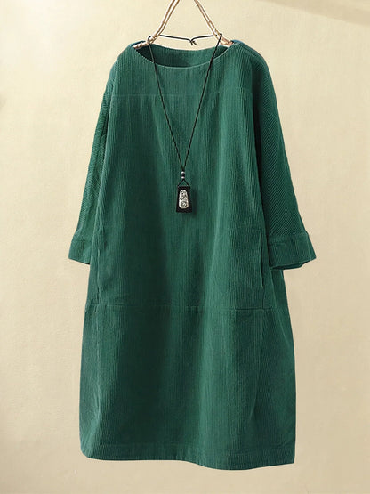Alexis - Vestido Relajado de Pana Vintage
