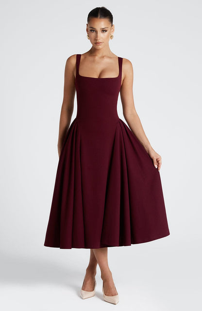 Betty | Vestido Midi de Laca Cereza