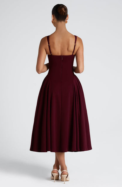 Betty | Vestido Midi de Laca Cereza