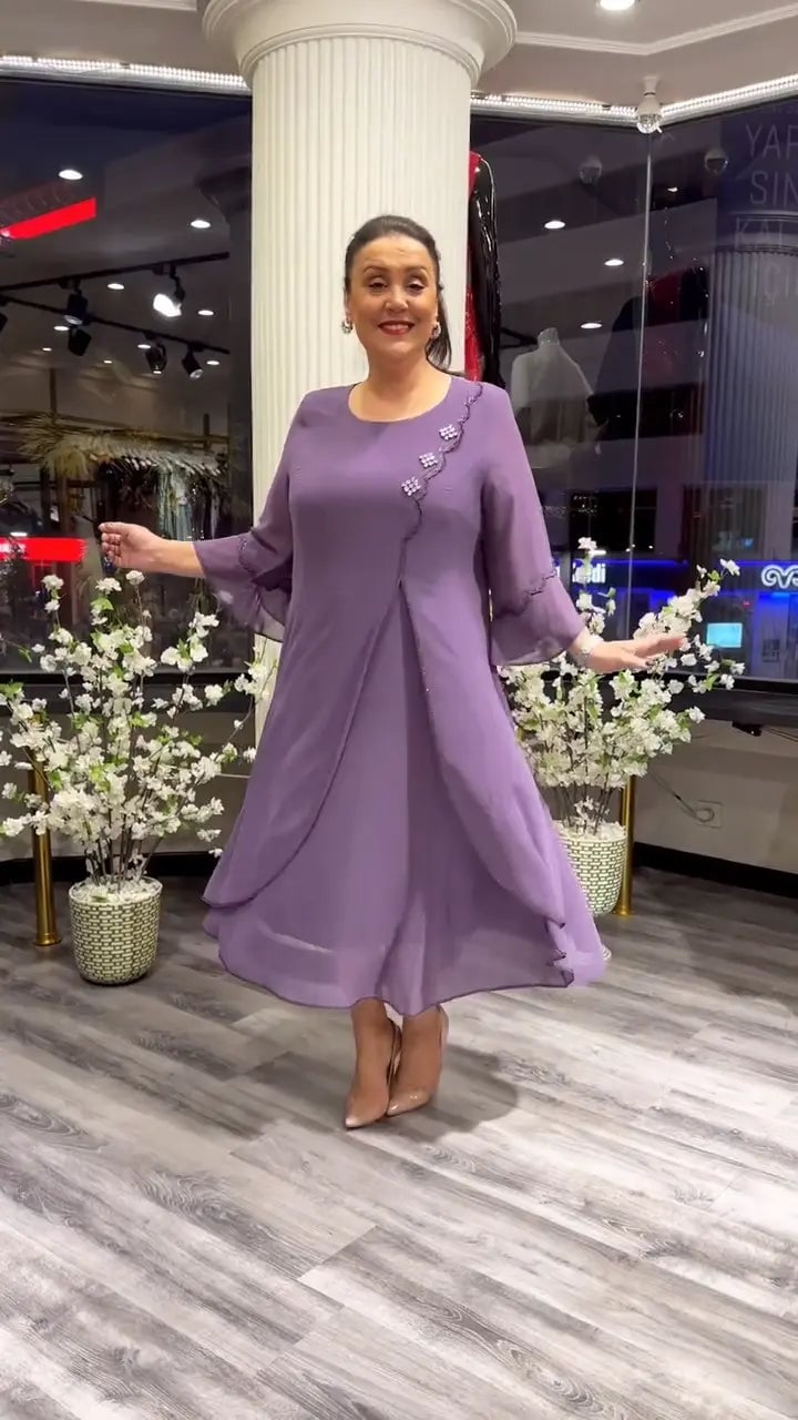 SAMARA – VESTIDO SUELTO DE CHIFÓN EN COLOR SÓLIDO PARA MUJERES