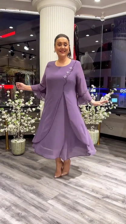 SAMARA – VESTIDO SUELTO DE CHIFÓN EN COLOR SÓLIDO PARA MUJERES