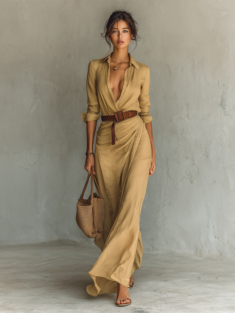 SCARLETT – VESTIDO MAXI CON DRAPEADO ELEGANTE