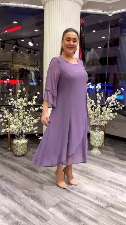 SAMARA – VESTIDO SUELTO DE CHIFÓN EN COLOR SÓLIDO PARA MUJERES