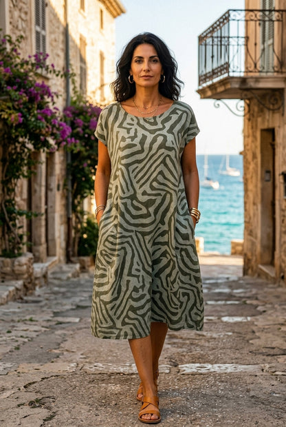 Vestido de verano con cuello redondo - Elegancia atemporal