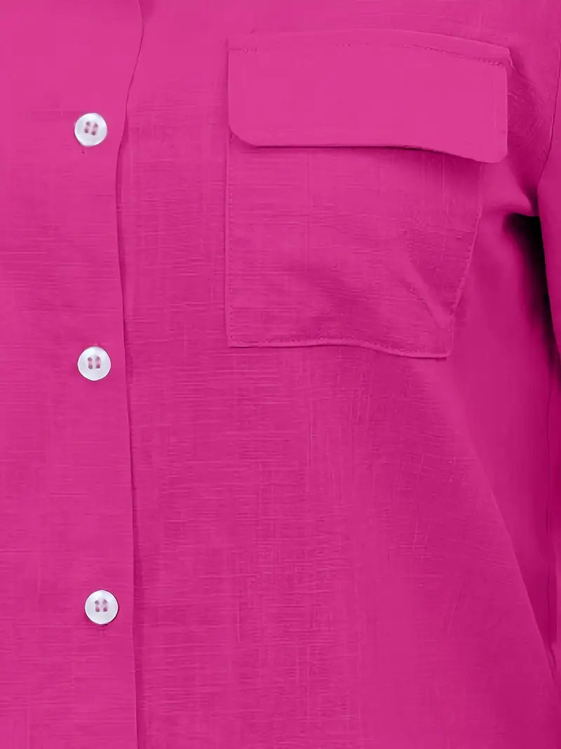 Athena - Camisa de Algodón con Bolsillos Frontales