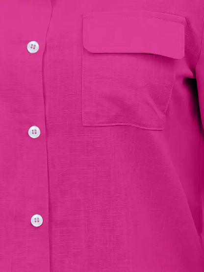 Athena - Camisa de Algodón con Bolsillos Frontales