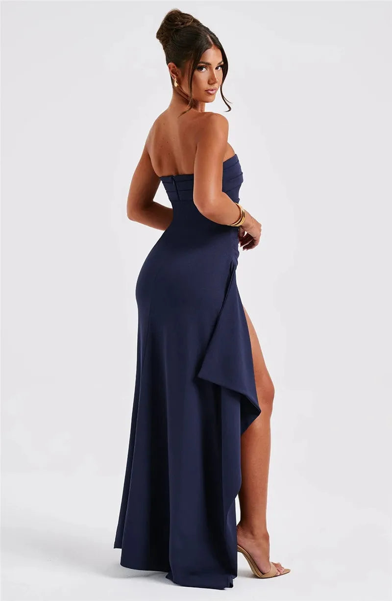 FALLON – VESTIDO MAXI ELEGANTE SIN TIRANTES