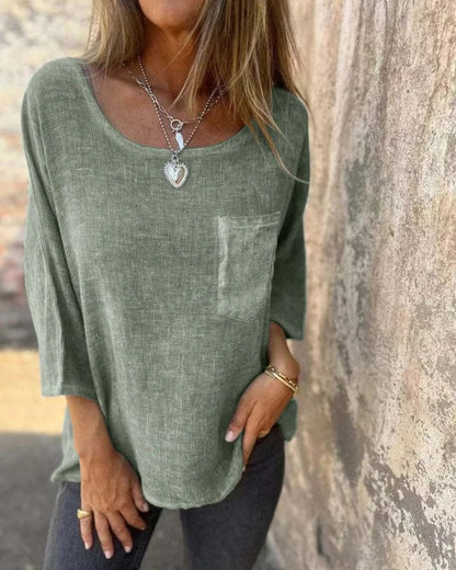 CEMAGI - Camiseta Casual de Algodón y Lino