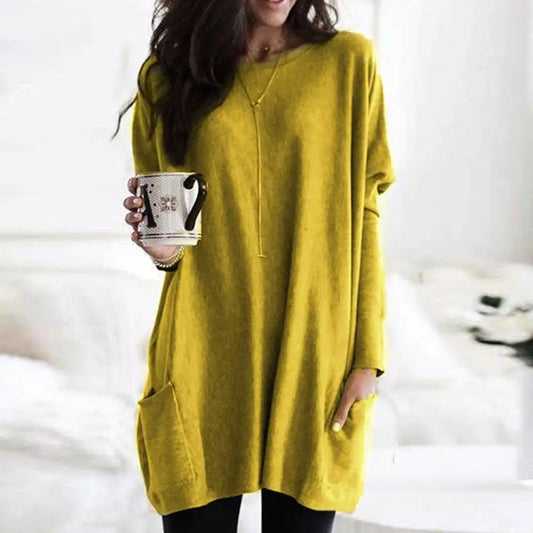 YVONNE - VESTIDO DE MANGA LARGA CON BOLSILLOS
