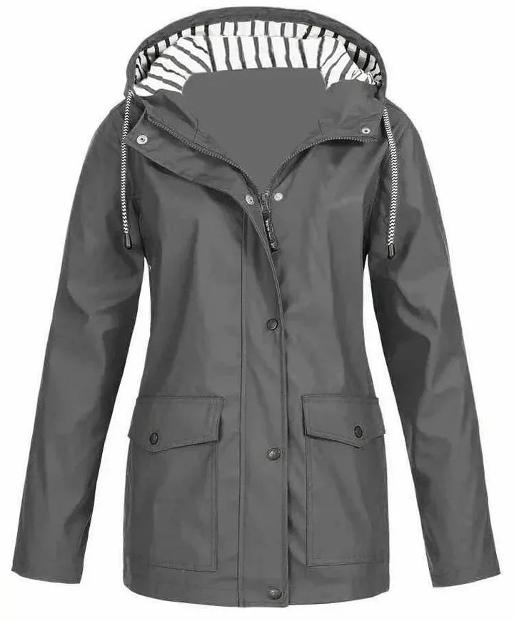Ilektra - Chaqueta Elegante de Manga Larga Impermeable con Capucha